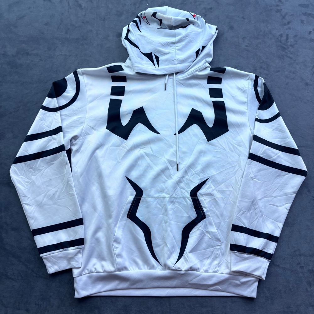 Dykhmily Ryomen Sukuna Anime Tattoo Graphic Hoodie White Black Pullover Men L